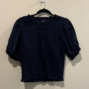 J. Crew Dark Blue Textured Blouse